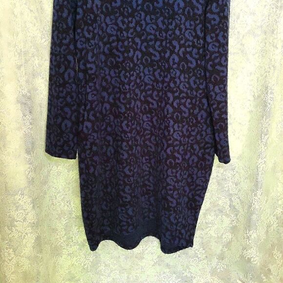 Vasna Blue‎ Animal Print Tunic Dress Long Sleeve Cowl Neck Size Medium - Picture 8 of 13